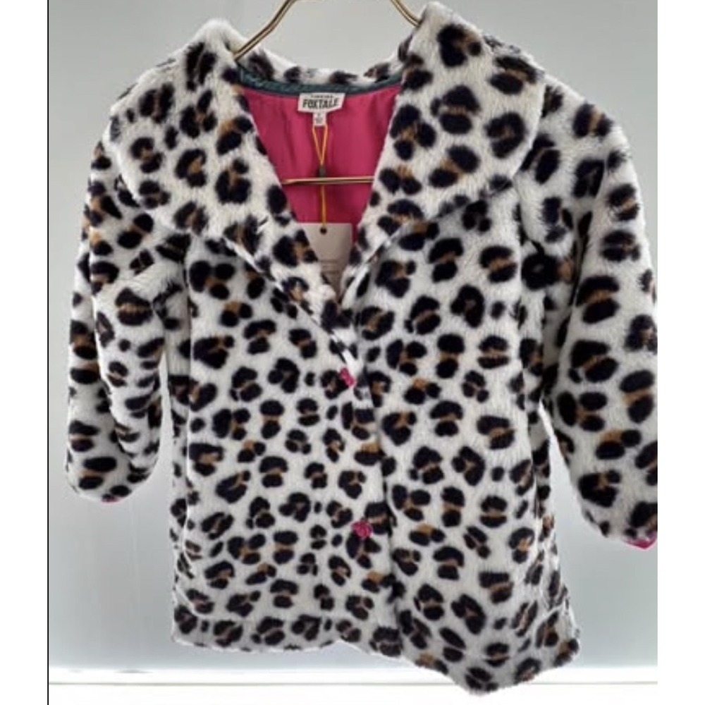 Finding Foxtale Girls Size Small (5) Leopard Faux Fur Coat Pink Lined NWT